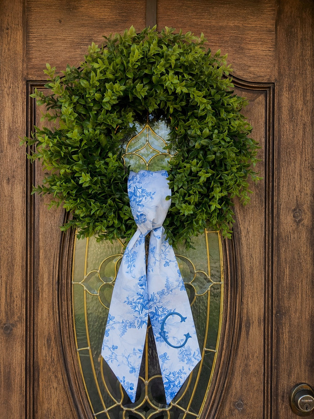 Blue Floral Wreath Sash