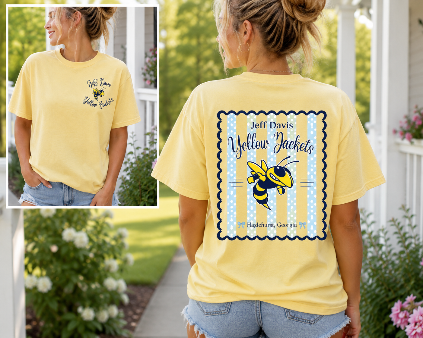 Jeff Davis Yellow Jackets Vintage Bow Tee