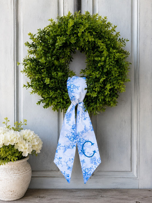 Blue Floral Wreath Sash